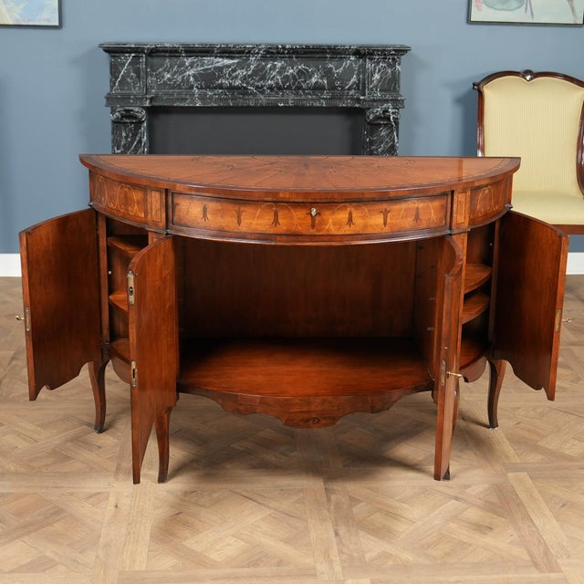 Wood Vintage John Richard Demi Lune Cabinet For Sale - Image 7 of 16