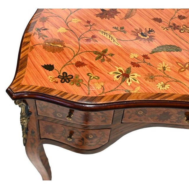 2000 - 2009 French Writing Desk in Marquetry Inlay For Sale - Image 5 of 14