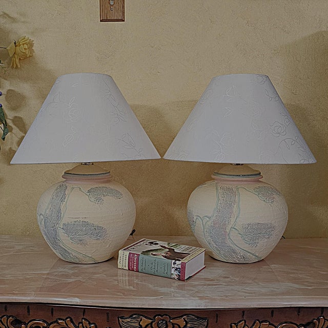 Vintage 1980s Postmodern Sculptural Ceramic Table Lamps – a Pair For Sale - Image 12 of 18