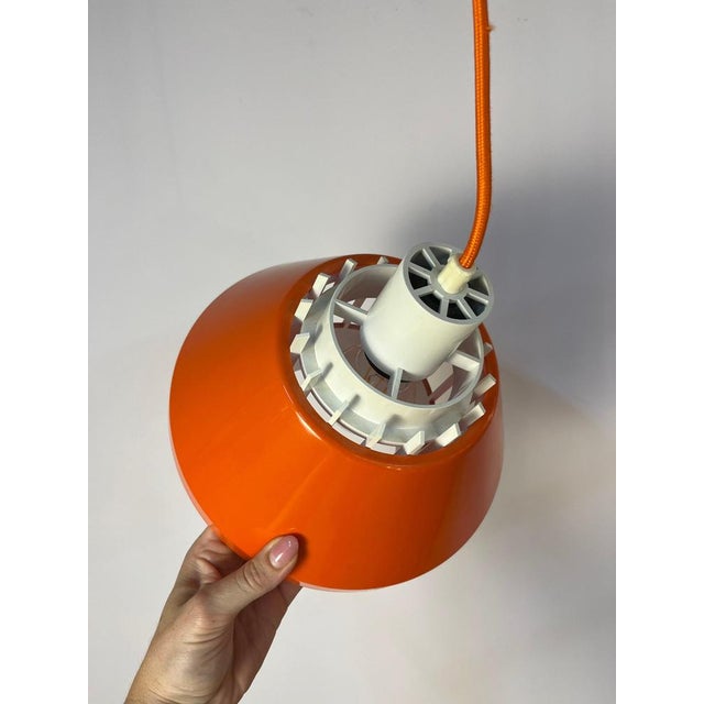 Plastic Model 854 Pendant Lamp in Orange Plastic from Lyskær Belysning For Sale - Image 7 of 11