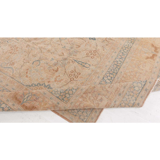 Fine Antique Persian Meshad Animal Hand Knotted Wool Carpet For Sale In New York - Image 6 of 9