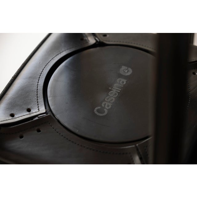 Set of six ‘413’ CAB dining chairs by Mario Bellini for Cassina, Italy 1977. These chairs features a handstitched black...