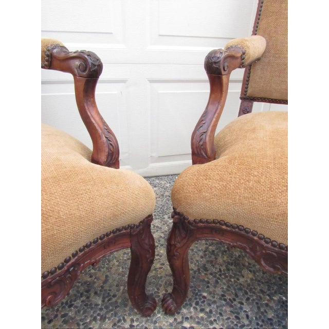 Pair or Antique French Louis XV Style Armchairs For Sale - Image 11 of 18