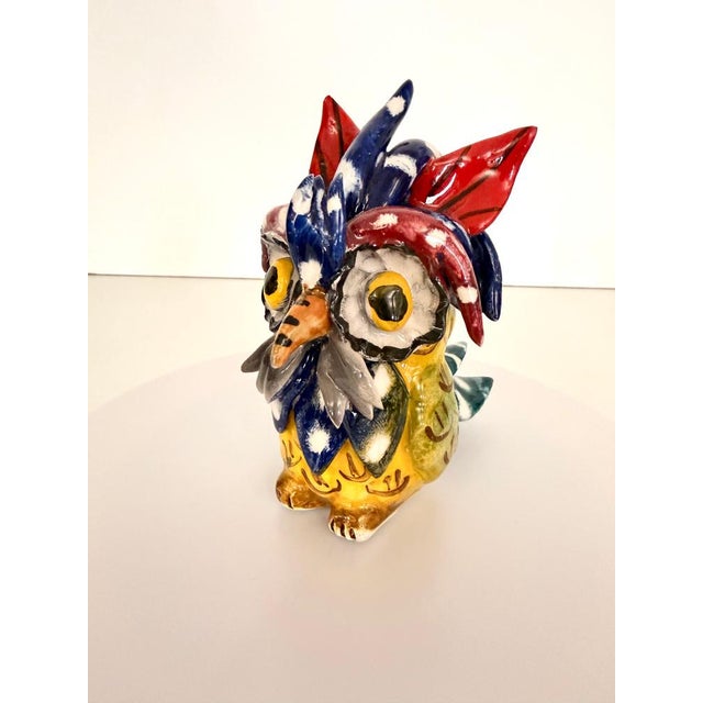 Ceramic Vintage Hand-Painted and Lacquered Ceramic Owl from Vietri, Italy, 1925 For Sale - Image 7 of 13