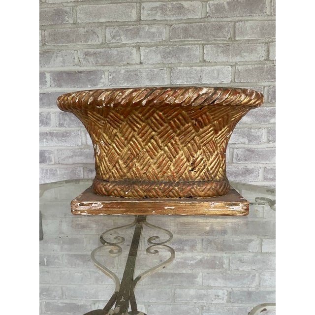 19th Century Carved and Gilded Wooden Basket Planter For Sale In New York - Image 6 of 9