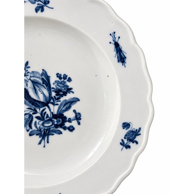 Meissen Porcelain Antique 19th-Century Meissen Blue Flower & Insects Porcelain Soup Plate, 9¾” For Sale - Image 4 of 9