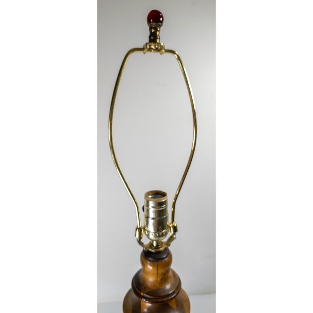 19th Century American Folk Art Turned Parquetry Wood Table Lamp For Sale - Image 10 of 10