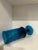 Cerulean 1960s Mid Century Modern Empoli Deep Teal Blue Optic Art Glass Vase With Pedestal - Italian Mouth Blown Empoli For Sale - Image 8 of 12