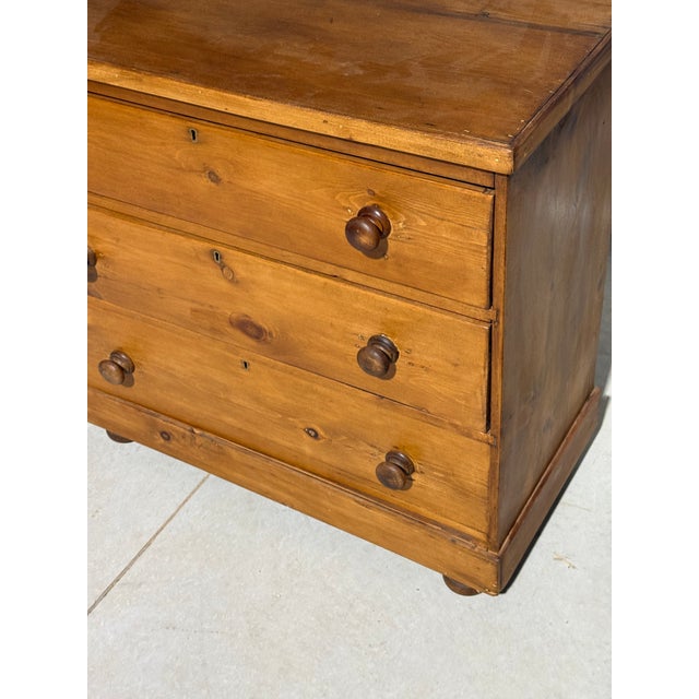 Wood Antique Pine Three Drawers - Chest of Drawers From England For Sale - Image 7 of 18