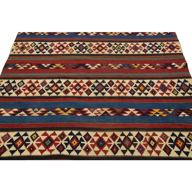1900 - 1909 Geometric Designed Vintage Turkish Kilim Wool Rug For Sale - Image 5 of 9
