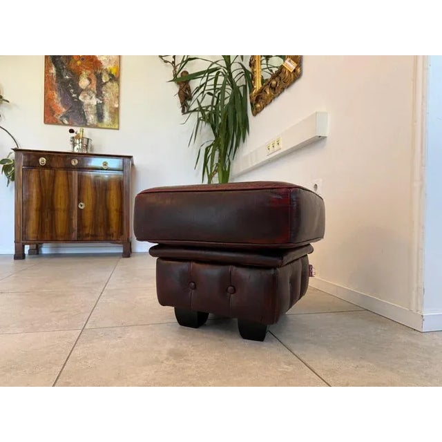Chesterfield Stool in Leather For Sale - Image 9 of 9