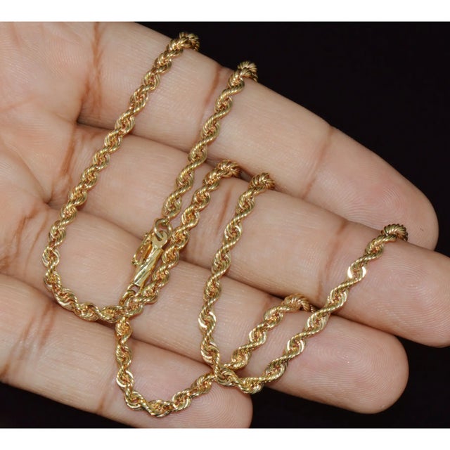 Italian Michael Anthony 14k Solid Yellow Gold Faceted Rope Chain Necklace For Sale - Image 11 of 15