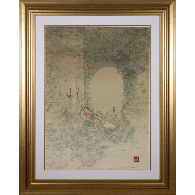Lebadang Boat at Docks Signed Modern Lithograph with Intaglio H.C. Framed For Sale - Image 10 of 10