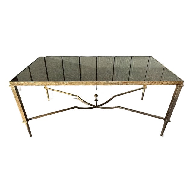 Vintage Stone and Metal Coffee Table For Sale