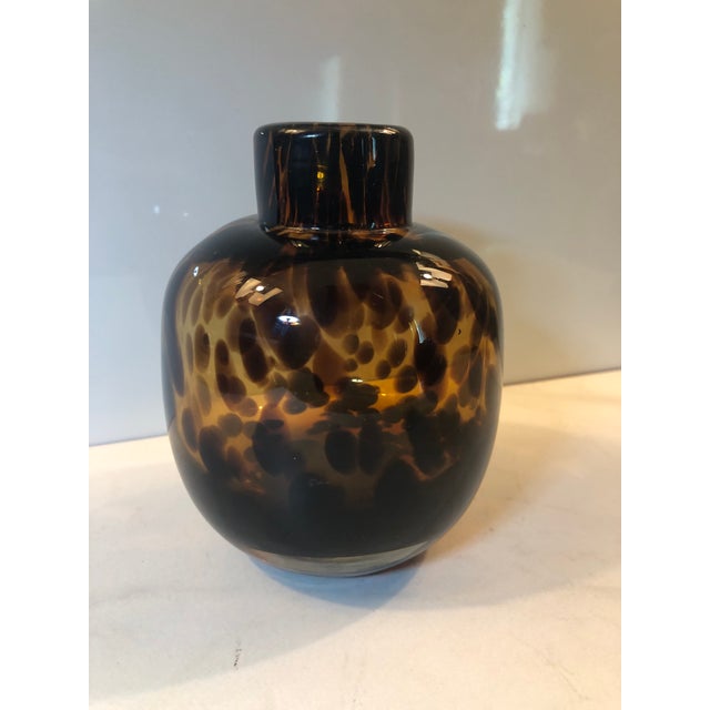 1970s Tortoise Handblown Murano Style Bud Vase For Sale - Image 6 of 7