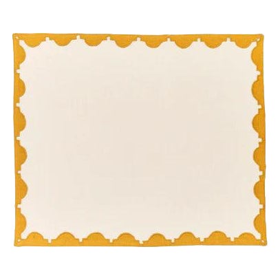 Misette Monaco Appliqué Border Linen Placemats - Set of 4, Camel For Sale