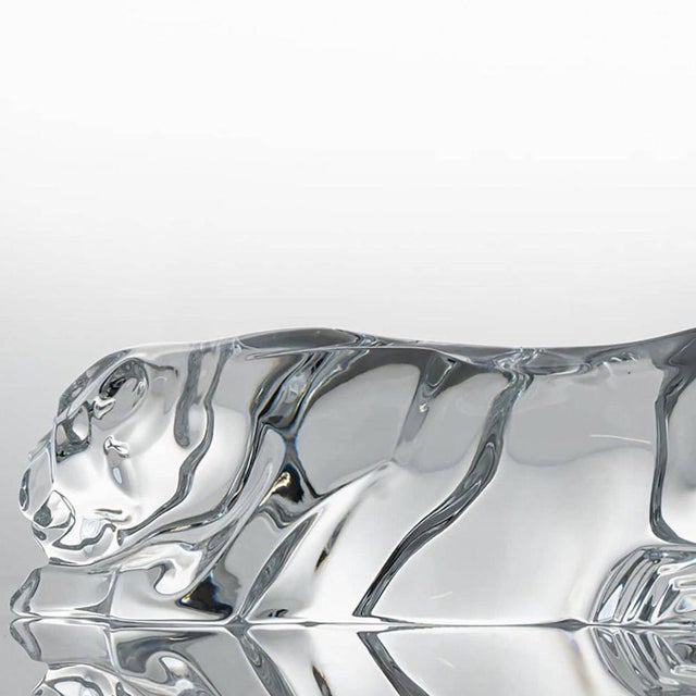 1970s Vintage French Crystal Glass Panther Sculpture from Baccarat, 1970 For Sale - Image 5 of 9