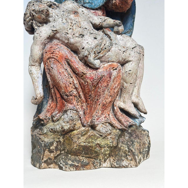 Pieta, Vesperbild, 17th Century German, Carved Wood, Painted For Sale - Image 10 of 13