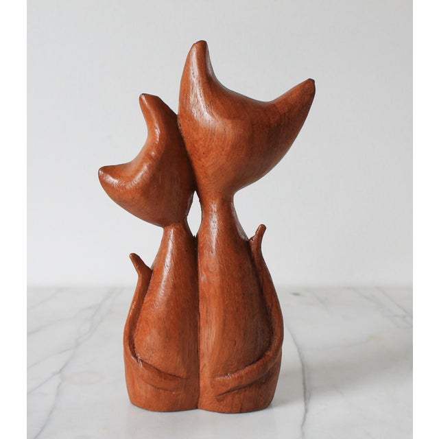 Mid 20th Century Mid-Century Siamese Cats Wood Sculpture For Sale - Image 5 of 10