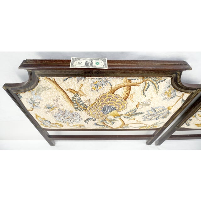 Baker Furniture Company Pair of Very Fine Cerused Mahogany New Upholstery Twin Size Headboards Beds MINT For Sale - Image 4 of 18