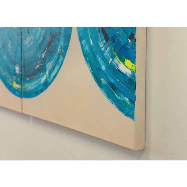 Blue Blue Circle Diptych I, Contemporary Painting on Canvas For Sale - Image 8 of 10