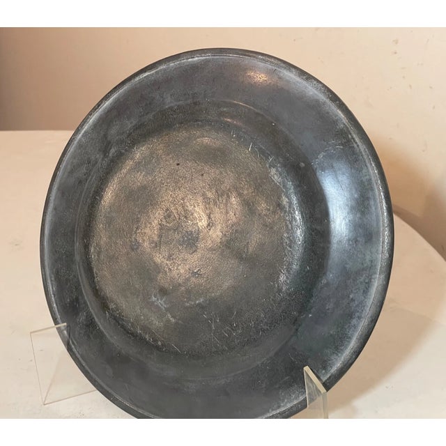 French Rare Antique 18th Century European French Forged Pewter Dinner Plate Dish For Sale - Image 3 of 6