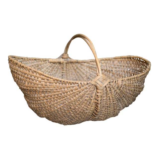 Large Early 20th Century American Splint Oak Buttocks Basket For Sale