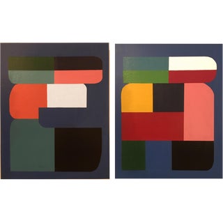 Brooks Burns Original Abstract Geometric Paintings - A Pair