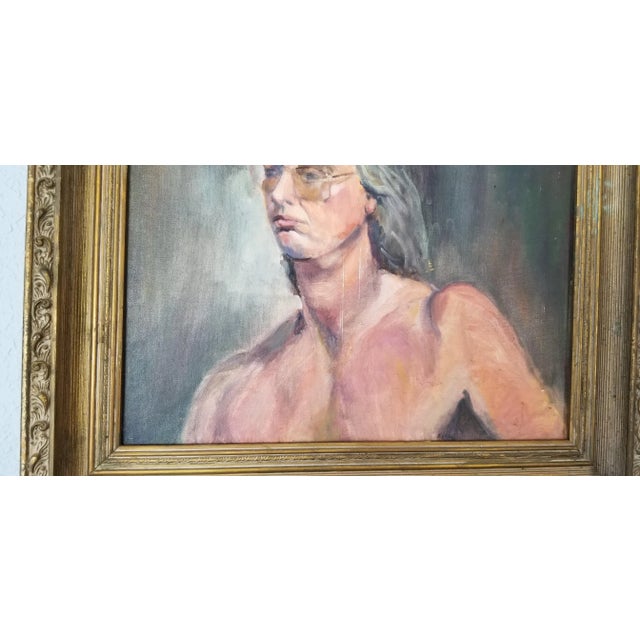1970s Vintage Artist Study Nude Male Portrait Oil Painting For Sale In Miami - Image 6 of 11