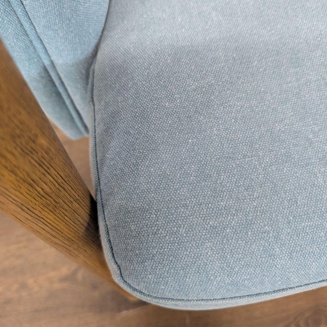 Blue Moe's Light Blue Lounge Chair With Wood Frame and Metal Leg Accents For Sale - Image 8 of 10