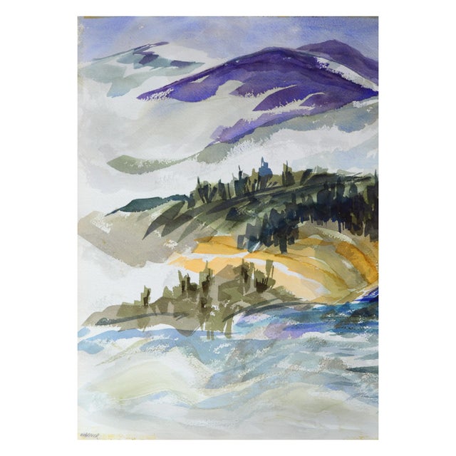 1970s Purple Mountains Landscape by Doris Warner For Sale - Image 5 of 5