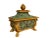 Of bombe form, on paw feet with carved leaves in corner and pagoda form top. Flame finial. Door locked, no key. 19th century.