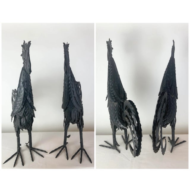 Pair of Vintage Wrought Iron Roosters For Sale - Image 11 of 12