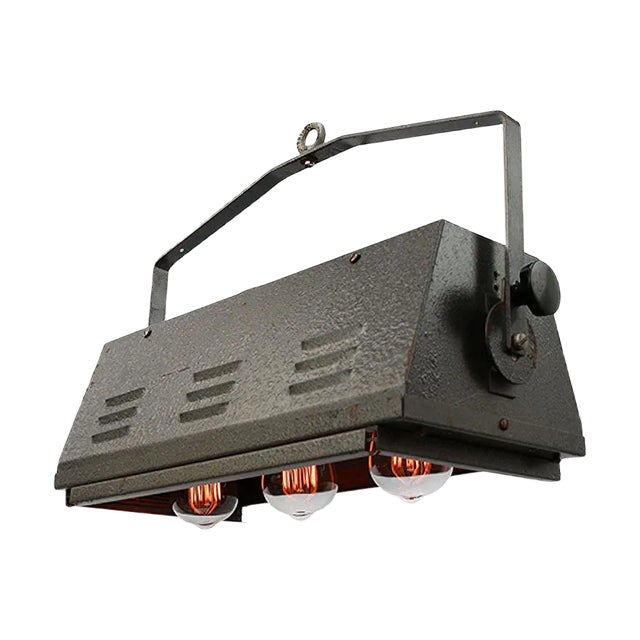 Vintage Dark Grey Metal Theater Pendant Light For Sale