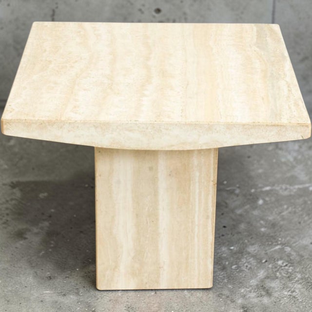 1970s 1970s Italian Organic Modern Minimalist Axel Vervoordt Style Travertine Side Tables - Pair For Sale - Image 5 of 8