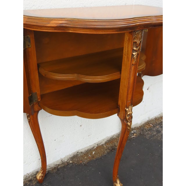 French Carved Flower Inlay Nightstands Side End Tables a Pair 6616 For Sale - Image 13 of 18
