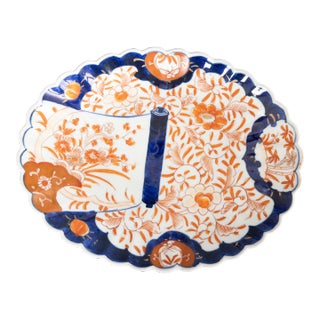 Antique 19th Century Japanese Meiji Period Imari Oval Scalloped Platter Dish For Sale