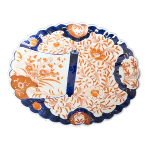 Antique 19th Century Japanese Meiji Period Imari Oval Scalloped Platter Dish