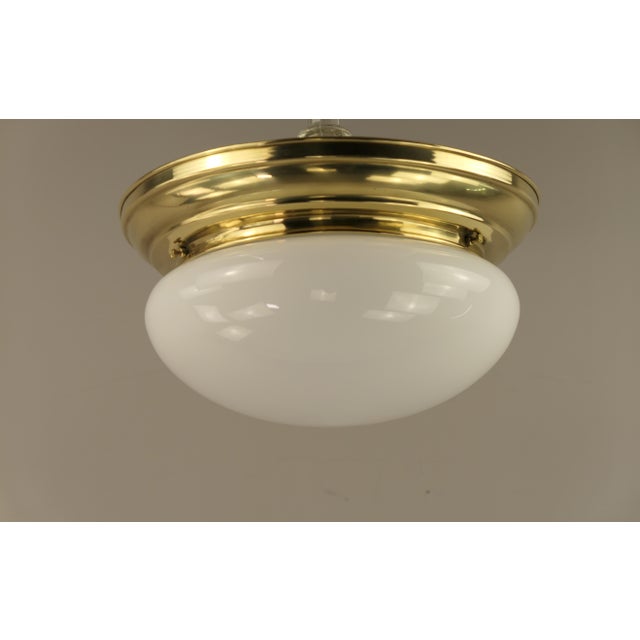 Viennese Brass Ceiling Light with Opal Glass Shade, Austria, 1920s For Sale - Image 6 of 6