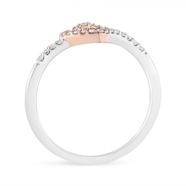 Contemporary 14K Rose Gold Plated and White .925 Sterling Silver 1/5 Cttw Round-Cut Diamond Open Heart Promise Ring (I-J Color, I2-I3 Clarity) - Ring Size 9 For Sale - Image 3 of 6