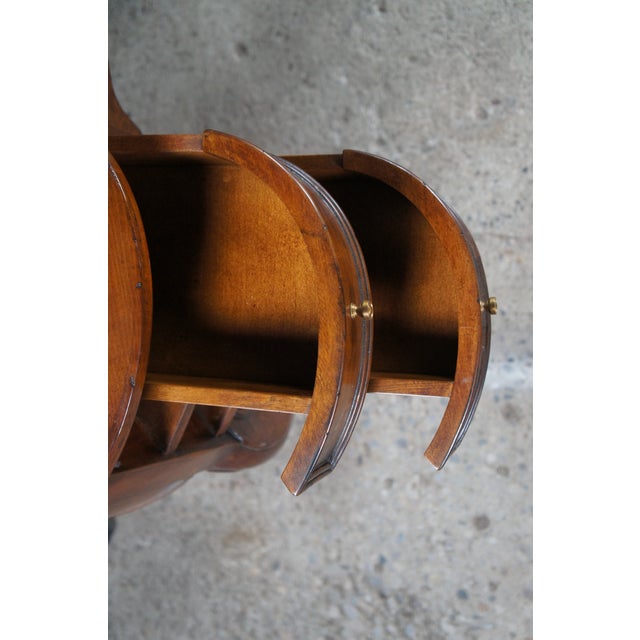 Brown Mid 20th Century French Louis XVI Caned Cherry Mirrored Kidney Dressing Vanity Desk For Sale - Image 8 of 12