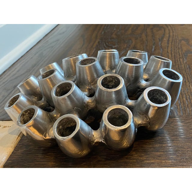 Vintage 1980s Brutalist Metal Flower Bud Vase For Sale In Chicago - Image 6 of 6