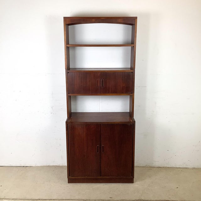 1960s Walnut MCM Secretary Bookcase, Drop-Front Desk, Modular For Sale - Image 9 of 12