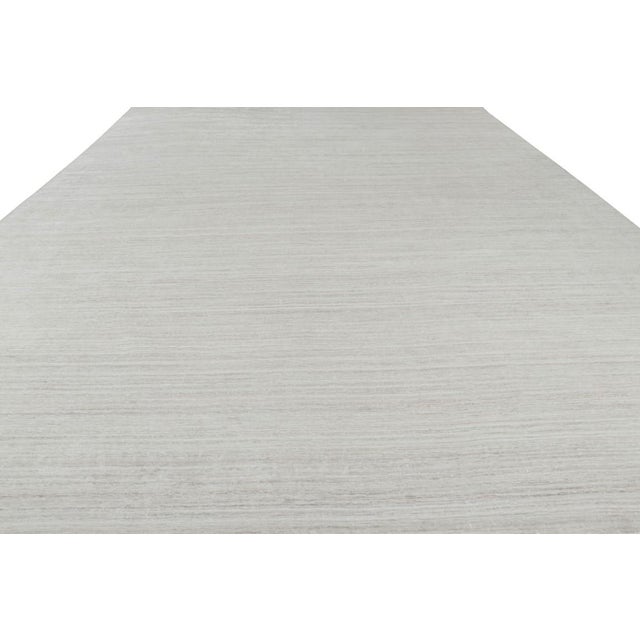 2010s Rug & Kilim’s Oversized Textural Rug in Solid White, Gray and Cream Striae For Sale - Image 5 of 8