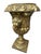 This item is a vintage-style decorative urn or planter, featuring gold-leaf detailing and ram's head handles. Similar...