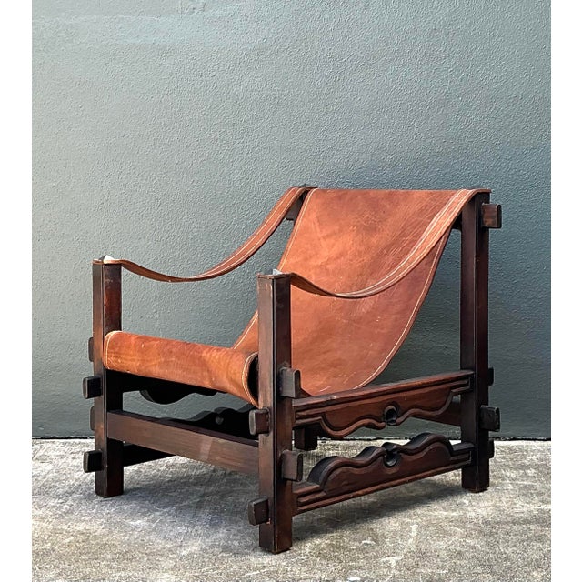 Vintage MCM Leather Sling Lounge Chair For Sale - Image 12 of 12