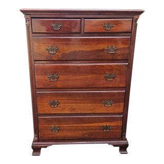 1950s Jamestown Table Co. Cherry Chippendale Style 6 Drawer Chest For Sale