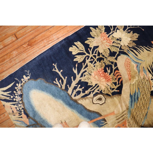 Tibetan Antique Rooster Pictorial Rug - 3'9" x 6' For Sale - Image 9 of 9