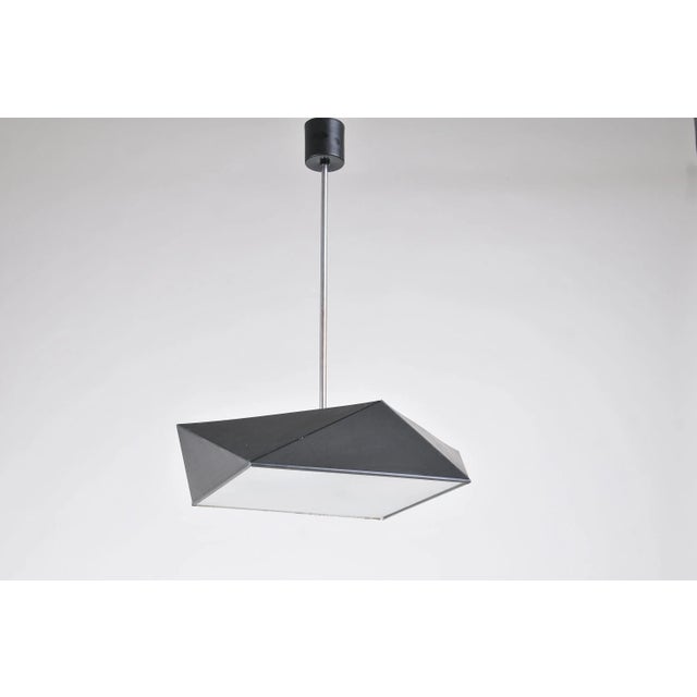 Metal Mid-Century Modern Glass Pendant Lamp from Napako, 1960s For Sale - Image 7 of 7