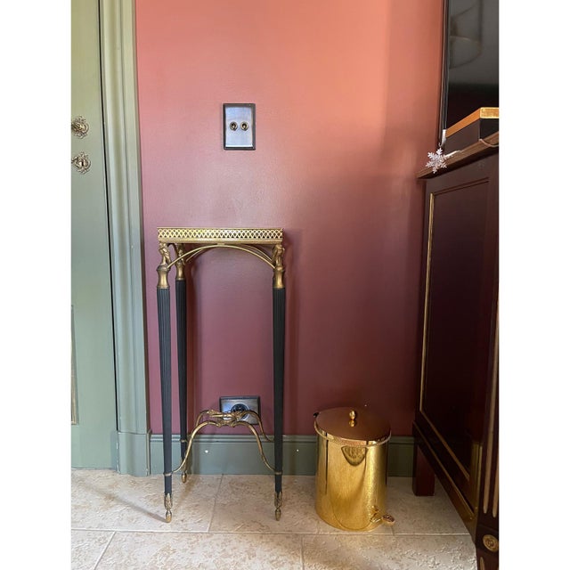 Metal Empire-Style Patinated and Gilt-Bronze Table with Red Porphyry For Sale - Image 7 of 9